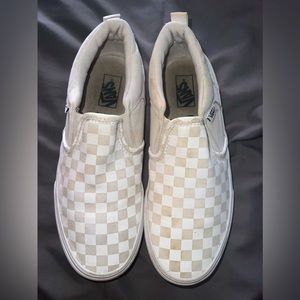 White and beige checkered Classic Vans